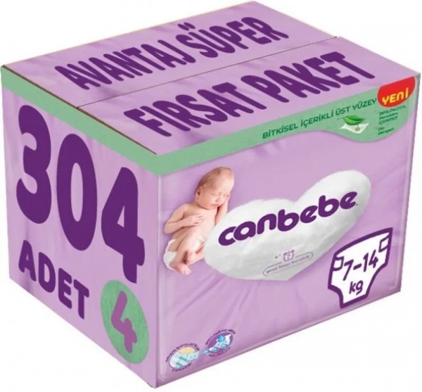 Canbebe 4 Beden 304 Adet Bebek Bezi