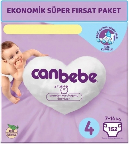 Canbebe 4 Beden 152 Adet Bebek Bezi