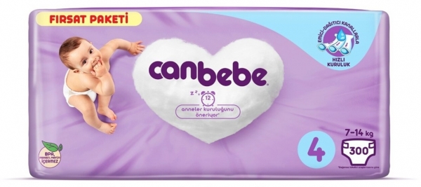 Canbebe 4 Beden 300 Adet Bebek Bezi