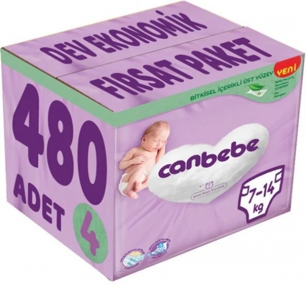 Canbebe 4 Beden 480 Adet Bebek Bezi