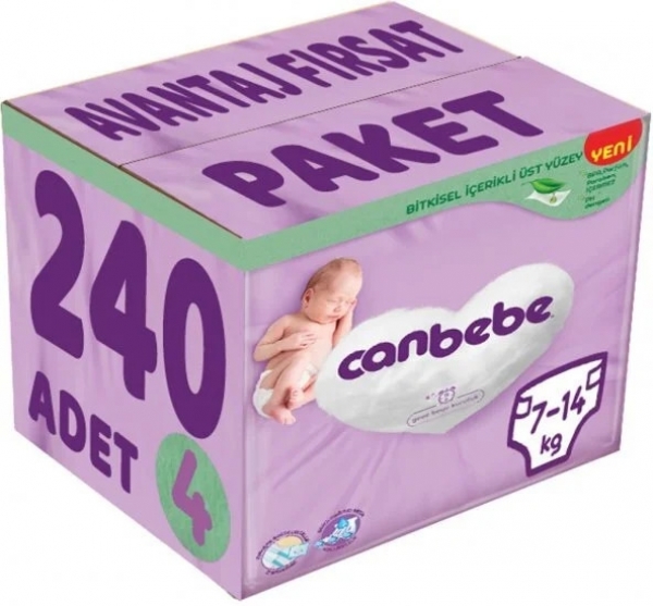 Canbebe 4 Beden 240 Adet Bebek Bezi