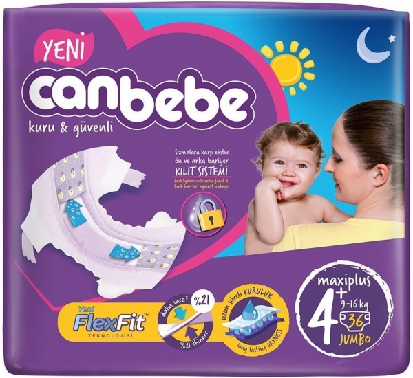 Canbebe 4+ Beden 36 Adet Bebek Bezi