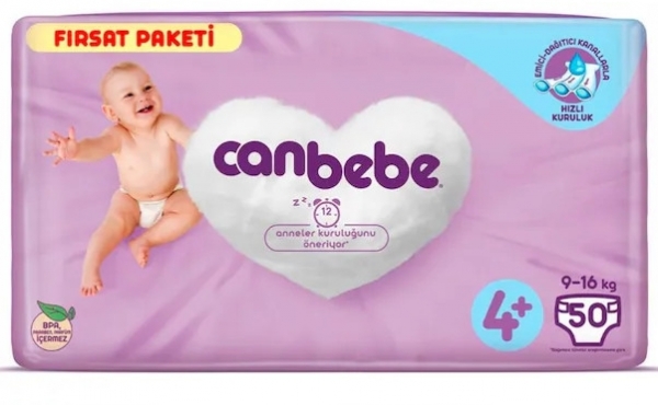 Canbebe 4+ Beden 50 Adet Bebek Bezi