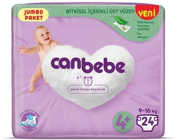 Canbebe 4+ Beden 24 Adet Bebek Bezi