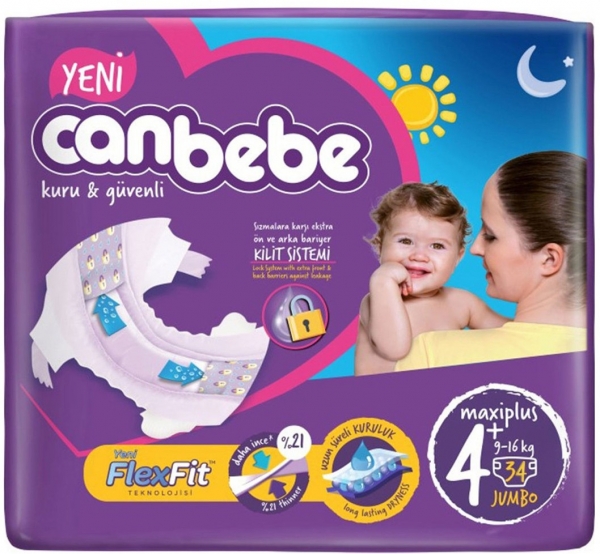 Canbebe 4+ Beden 34 Adet Bebek Bezi