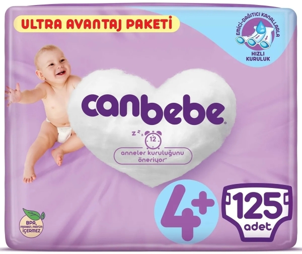 Canbebe 4+ Beden 125 Adet Bebek Bezi