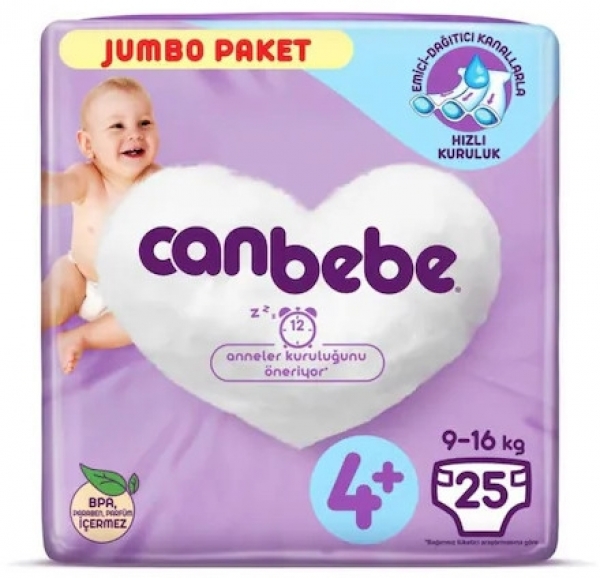 Canbebe 4+ Beden 25 Adet Bebek Bezi