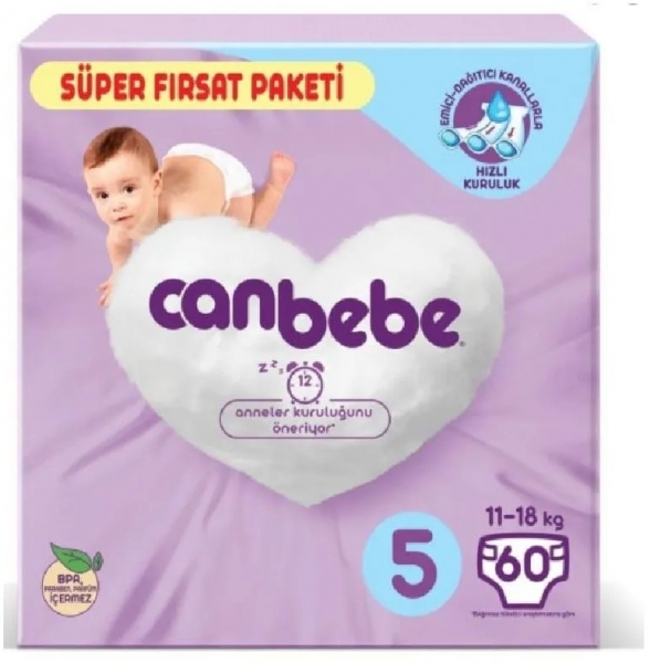 Canbebe 5 Beden 60 Adet Bebek Bezi