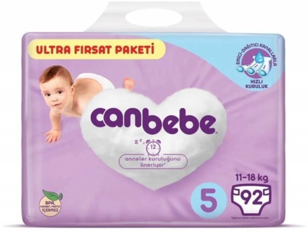 Canbebe 5 Beden 92 Adet Bebek Bezi