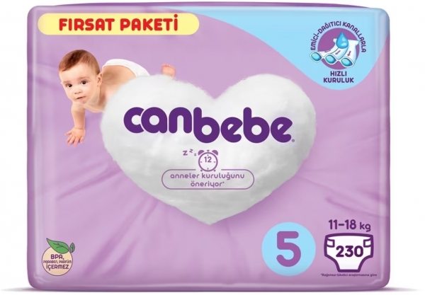 Canbebe 5 Beden 230 Adet Bebek Bezi