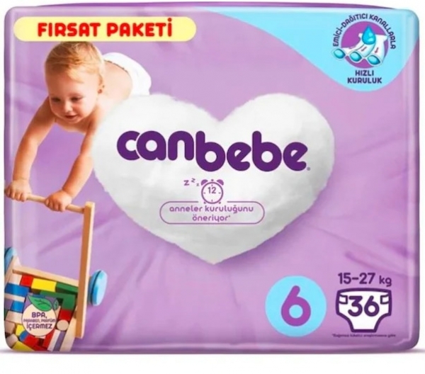 Canbebe 6 Beden 36 Adet Bebek Bezi