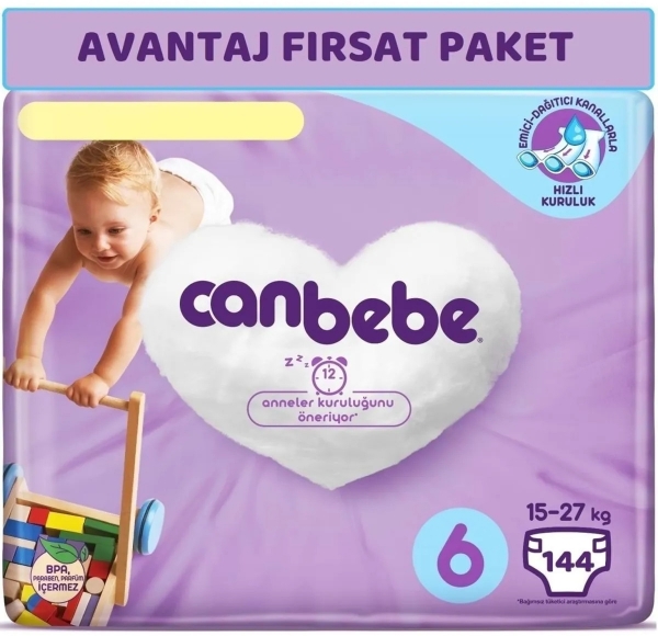 Canbebe 6 Beden 144 Adet Bebek Bezi