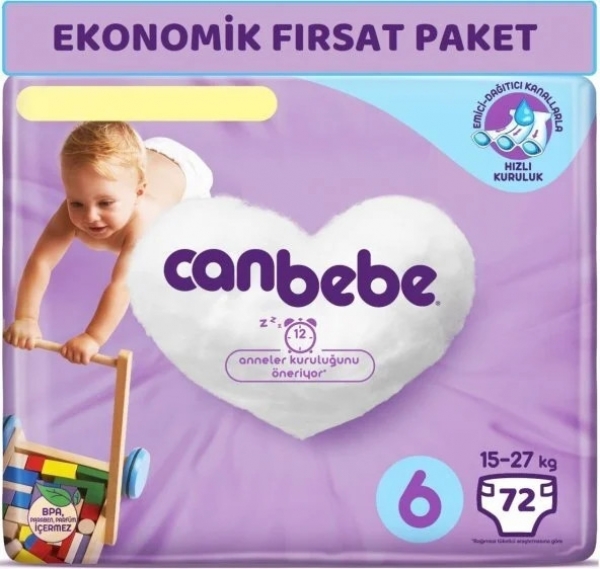 Canbebe 6 Beden 72 Adet Bebek Bezi
