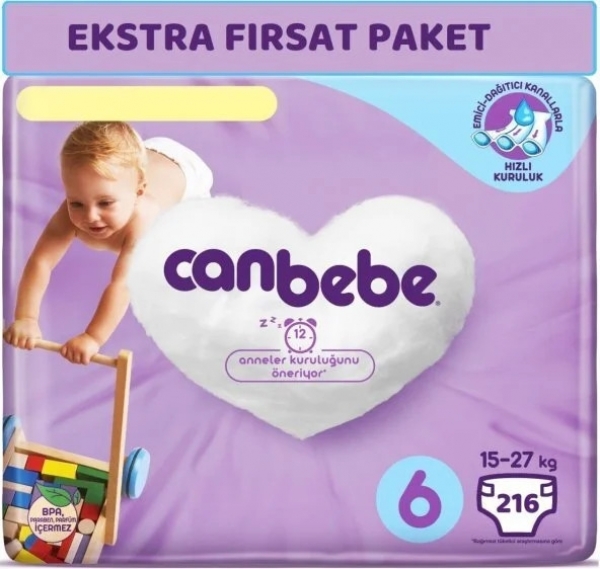 Canbebe 6 Beden 216 Adet Bebek Bezi