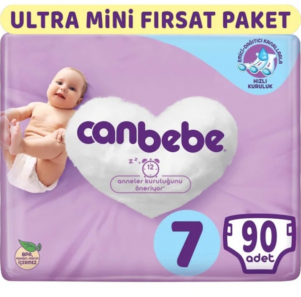 Canbebe 7 Beden 90 Adet Bebek Bezi