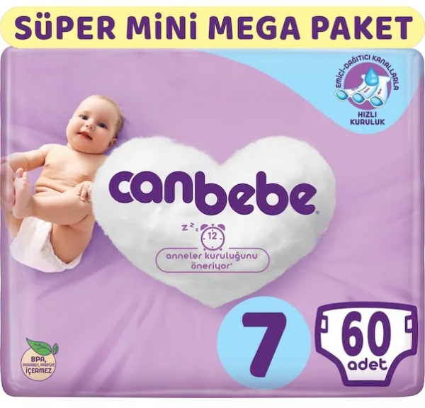 Canbebe 7 Beden 60 Adet Bebek Bezi