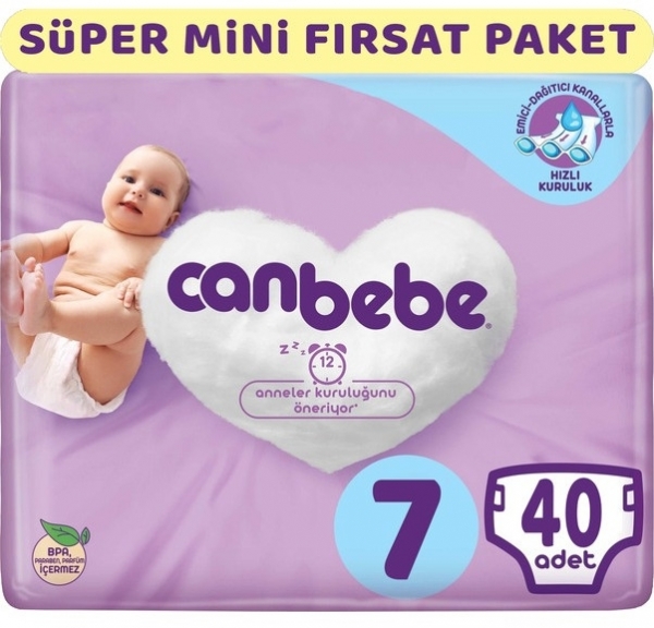 Canbebe 7 Beden 40 Adet Bebek Bezi