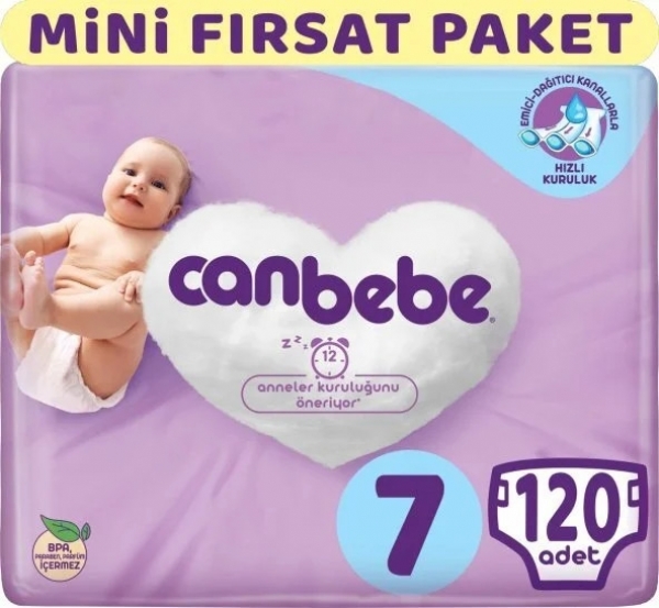 Canbebe 7 Beden 120 Adet Bebek Bezi