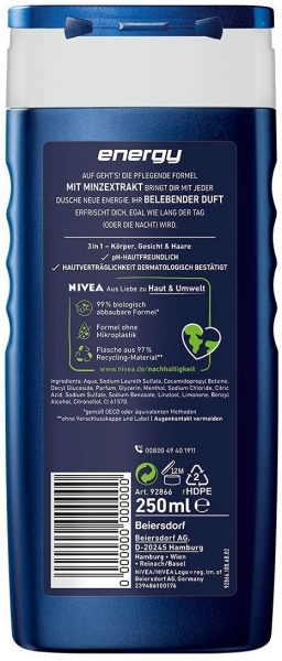 Nivea Men Energy 250 ml Duş Jeli