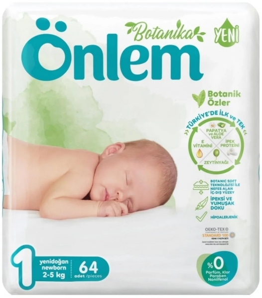 Önlem Botanika 1 Beden 64 Adet Bebek Bezi