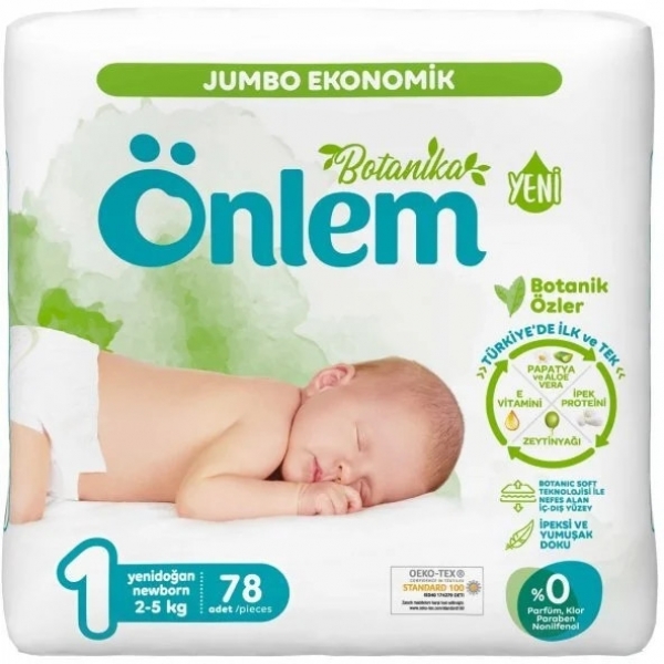 Önlem Botanika 1 Beden 78 Adet Bebek Bezi