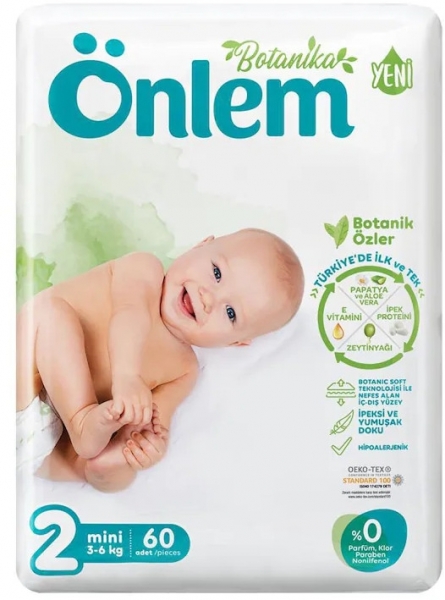 Önlem Botanika 2 Beden 60 Adet Bebek Bezi