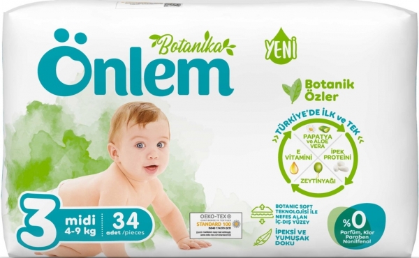 Önlem Botanika 3 Beden 34 Adet Bebek Bezi