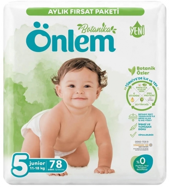 Önlem Botanika 5 Beden 78 Adet Bebek Bezi