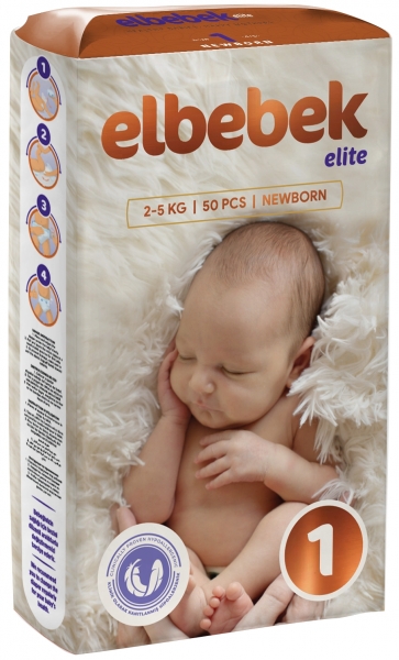 Elbebek Elite 1 Beden 50 Adet Bebek Bezi