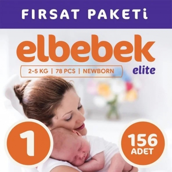 Elbebek Elite 1 Beden 156 Adet Bebek Bezi
