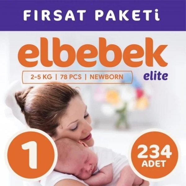 Elbebek Elite 1 Beden 234 Adet Bebek Bezi