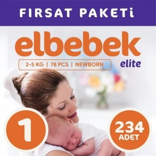 Elbebek Elite 1 Beden 234 Adet Bebek Bezi