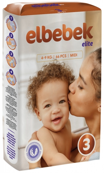 Elbebek Elite 3 Beden 66 Adet Bebek Bezi