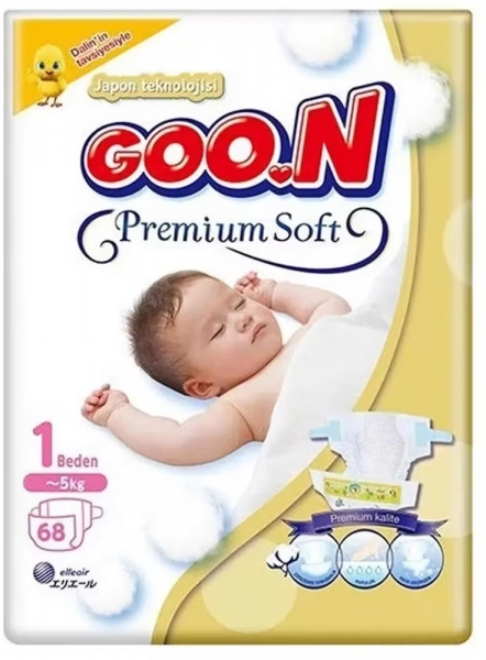 Goon Premium Soft 1 Beden 68 Adet Bebek Bezi