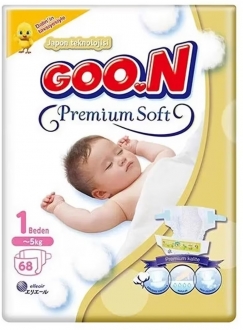 Goon Premium Soft 1 Beden 68 Adet Bebek Bezi