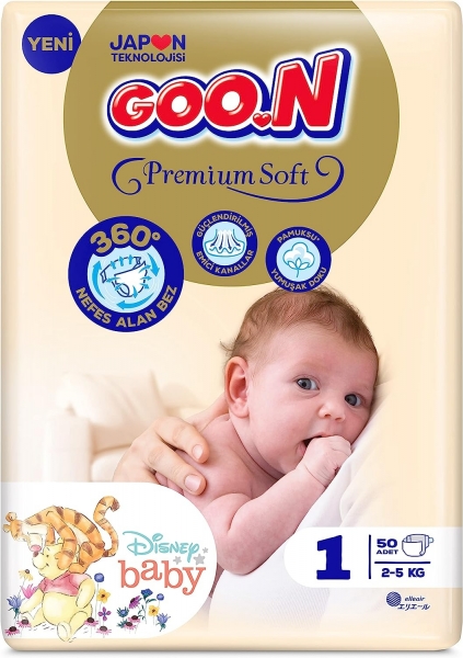 Goon Premium Soft 1 Beden 50 Adet Bebek Bezi