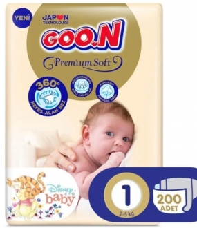 Goon Premium Soft 1 Beden 200 Adet Bebek Bezi