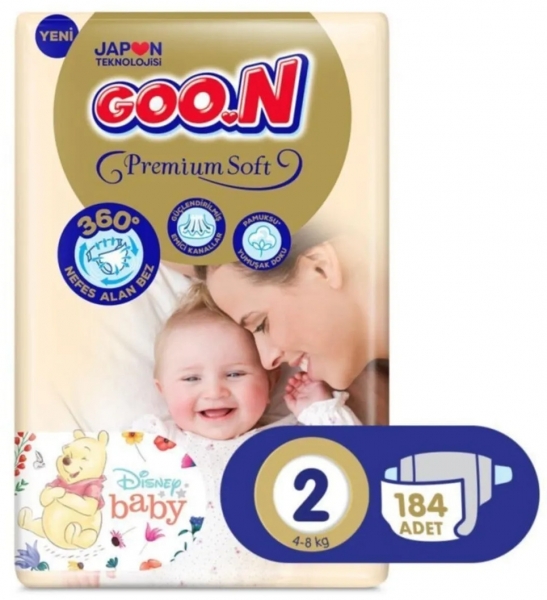Goon Premium Soft 2 Beden 184 Adet Bebek Bezi