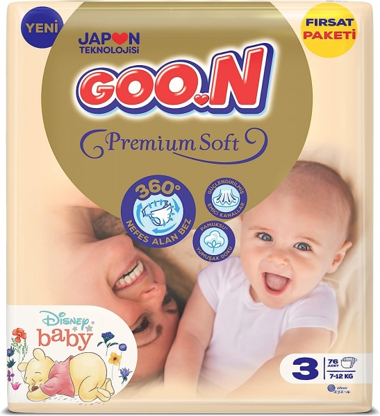 Goon Premium Soft 3 Beden 76 Adet Bebek Bezi