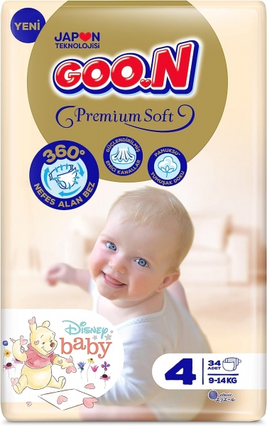 Goon Premium Soft 4 Beden 34 Adet Bebek Bezi