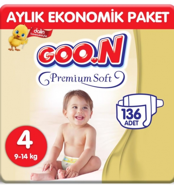 Goon Premium Soft 4 Beden 136 Adet Bebek Bezi