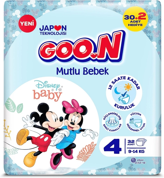 Goon Mutlu Bebek 4 Beden 32 Adet Bebek Bezi