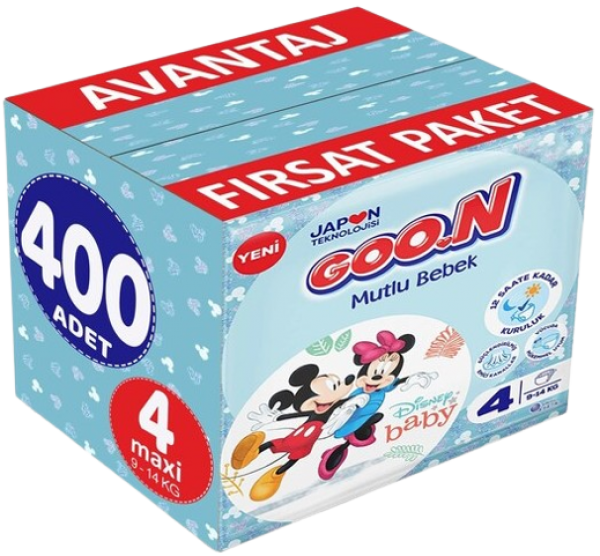 Goon Mutlu Bebek 4 Beden 400 Adet Bebek Bezi