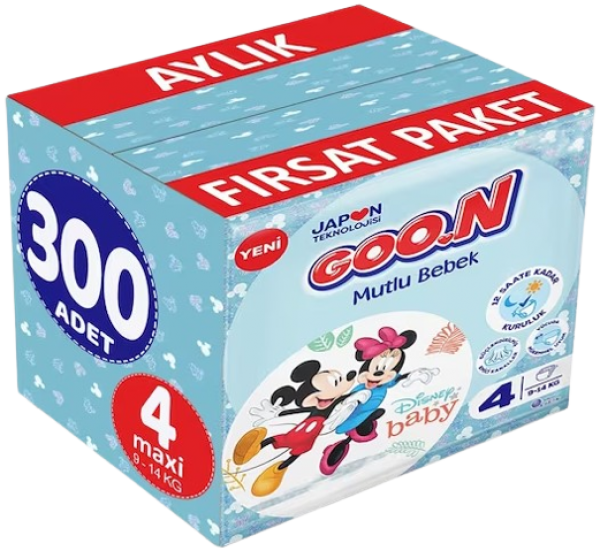 Goon Mutlu Bebek 4 Beden 300 Adet Bebek Bezi