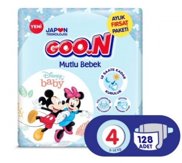 Goon Mutlu Bebek 4 Beden 128 Adet Bebek Bezi