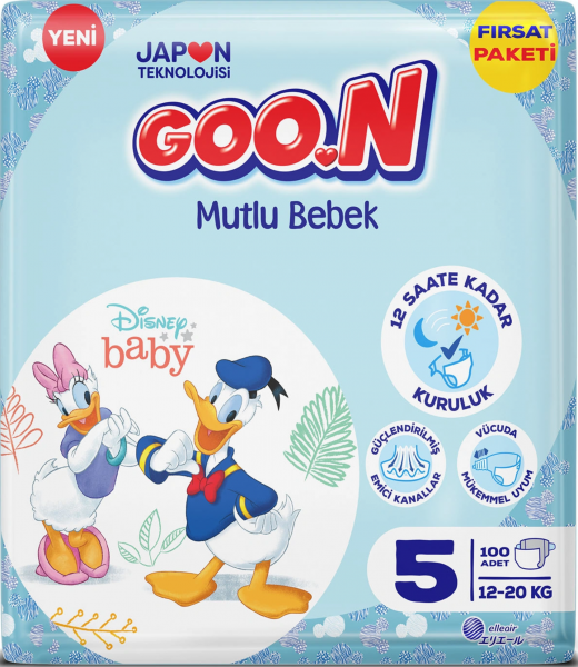 Goon Mutlu Bebek 5 Beden 100 Adet Bebek Bezi