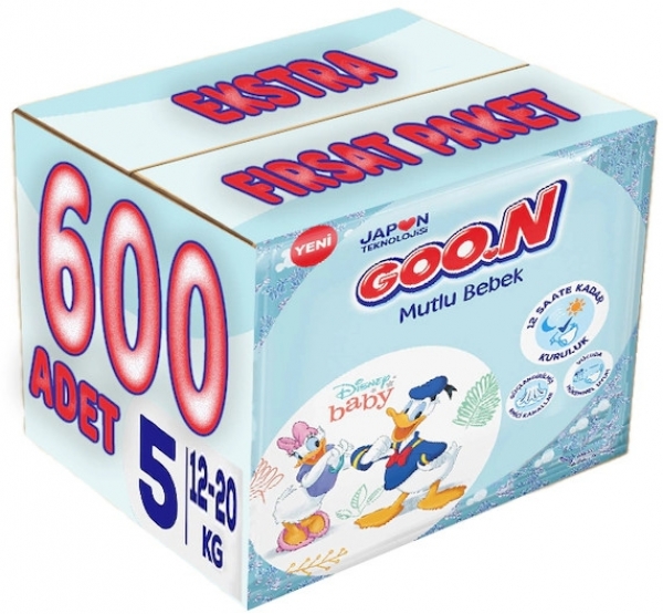 Goon Mutlu Bebek 5 Beden 600 Adet Bebek Bezi