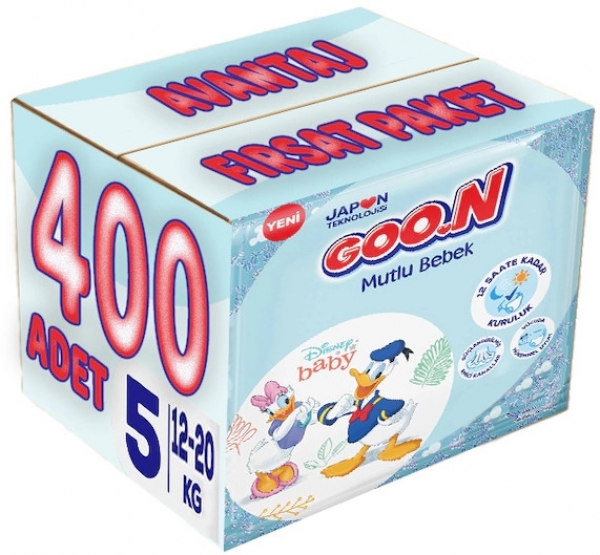 Goon Mutlu Bebek 5 Beden 400 Adet Bebek Bezi
