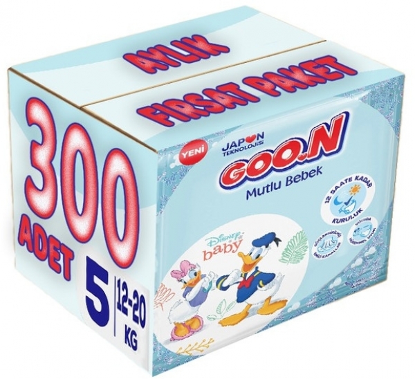 Goon Mutlu Bebek 5 Beden 300 Adet Bebek Bezi