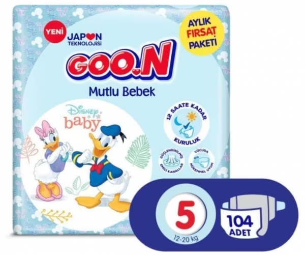 Goon Mutlu Bebek 5 Beden 104 Adet Bebek Bezi